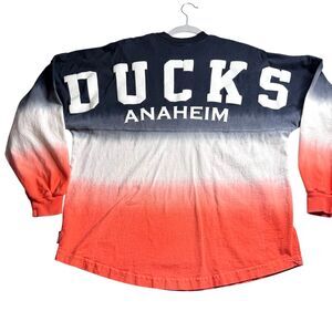 Vtg Anaheim Ducks Spirit Jersey Mens M Orange Fanatics Made USA Tie Dye‎ 90s Y2K